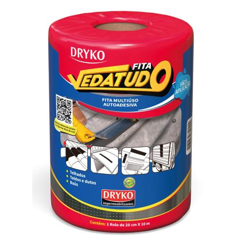 FITA ASFÁLTICA ALUMINIZADA 20CM X 10 METROS VEDATUDO - DRYKO