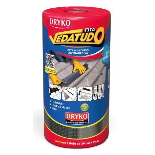 FITA ASFÁLTICA ALUMINIZADA 30CM X 10 METROS VEDATUDO - DRYKO