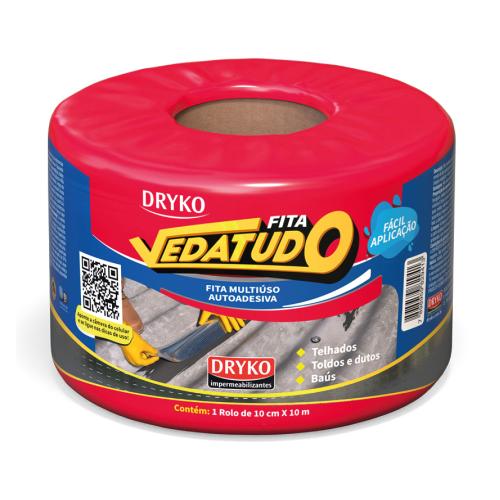 FITA ASFÁLTICA ALUMINIZADA 10CM X 10 METROS VEDATUDO - DRYKO